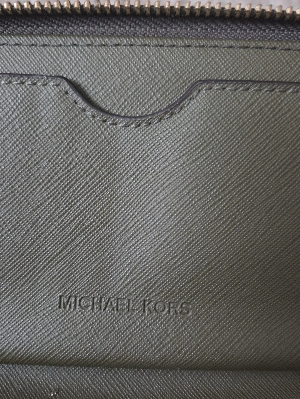 Michael Kors Olive Green Pebbled Leather Wristlet Wallet